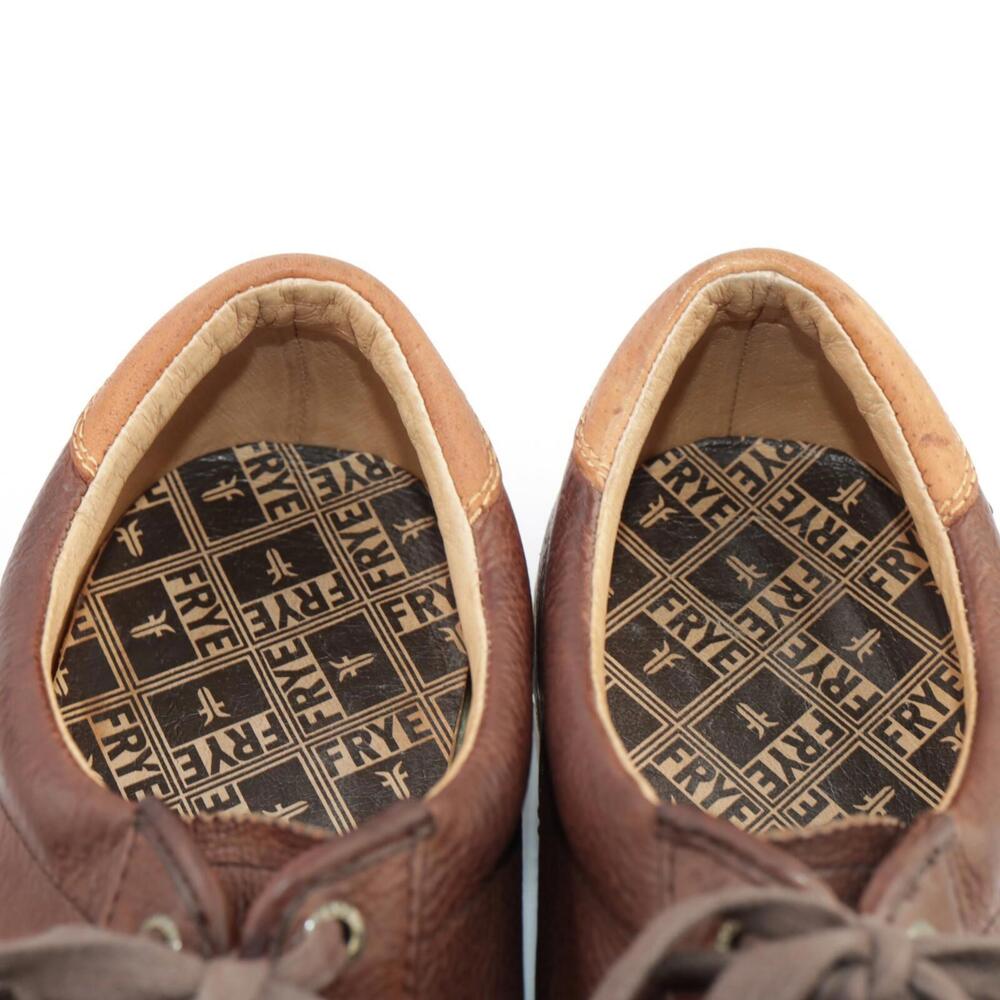 FRYE Mens Aaron Sneaker Size 11.5 Brown Leather Casual Shoes Low Lace Up Trainer - Picture 9 of 14
